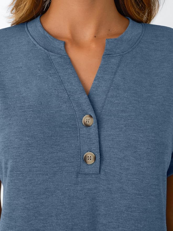 AUTOMET Women's Short Sleeve Shirts Henley Dressy Casual Summer Tops 2026 Spring Fashion Trendy Cute T-Shirts