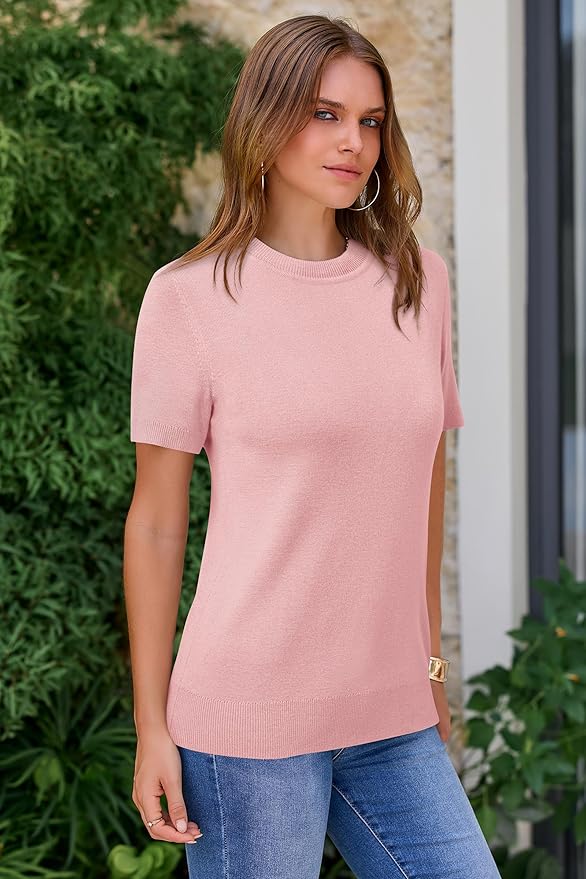Arach&Cloz Women's Wool Blend Business Casual Essential Fall Layering Pullover Sweaters