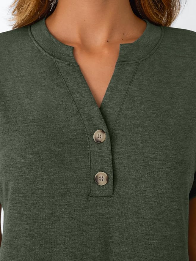 AUTOMET Women's Short Sleeve Shirts Henley Dressy Casual Summer Tops 2026 Spring Fashion Trendy Cute T-Shirts