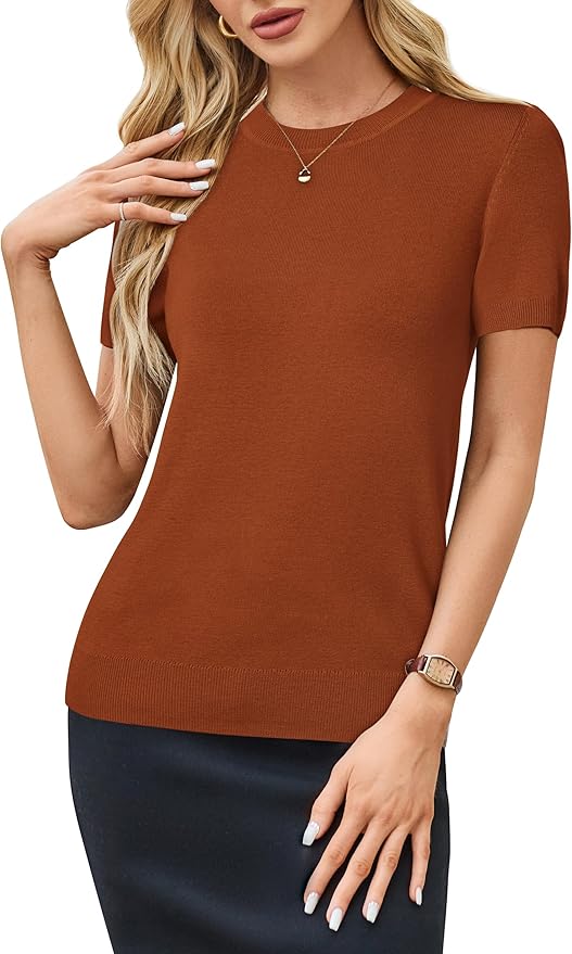 Arach&Cloz Women's Wool Blend Business Casual Essential Fall Layering Pullover Sweaters