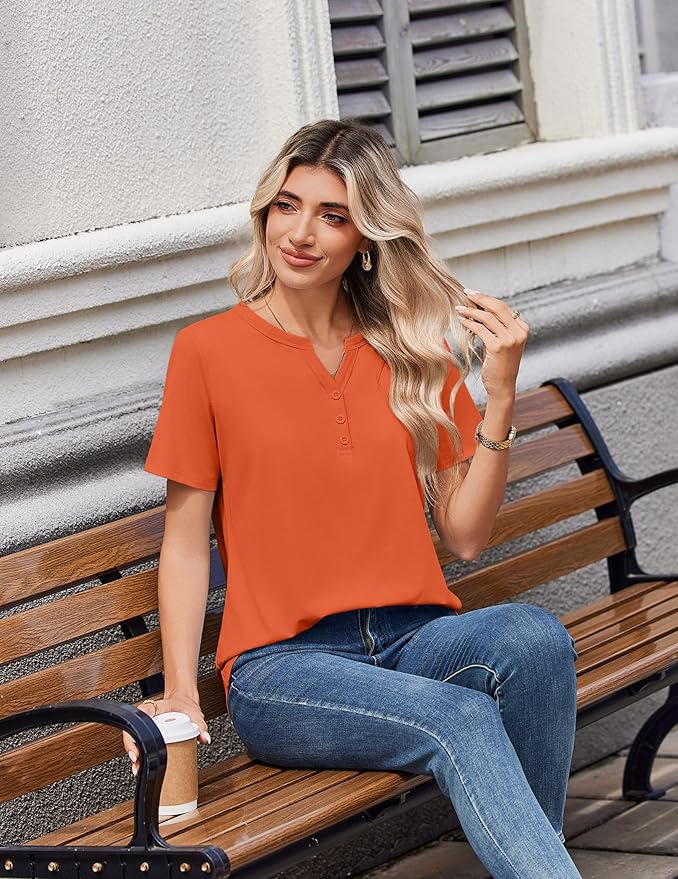 Zeagoo Womens Summer Tops V Neck Short Sleeve Shirts Dressy Casual Blouse Spring Vacation Tshirts Clothes