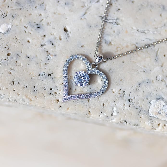 Sash & Soph Infinity Heart Necklace for Women. 925 Sterling Silver Heart Necklace for Girlfriend, Love Heart Pendant on 18" Chain with 2" Extender (Rose Gold or Gold Plated)