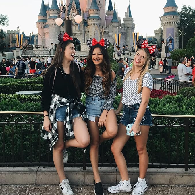 YUNISS 2 PCS Mouse Ears, Shiny Sequin Bow Mouse Ears Headbands for Adult Women Girls Christmas Birthday Party