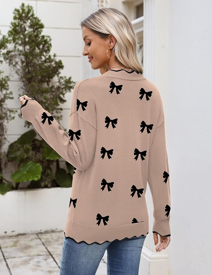 Zeagoo Women's 2026 Fall V Neck Sweater Casual Long Sleeve Lightweight Ribbed Knit Pullover Sweaters Dressy Casual Tops