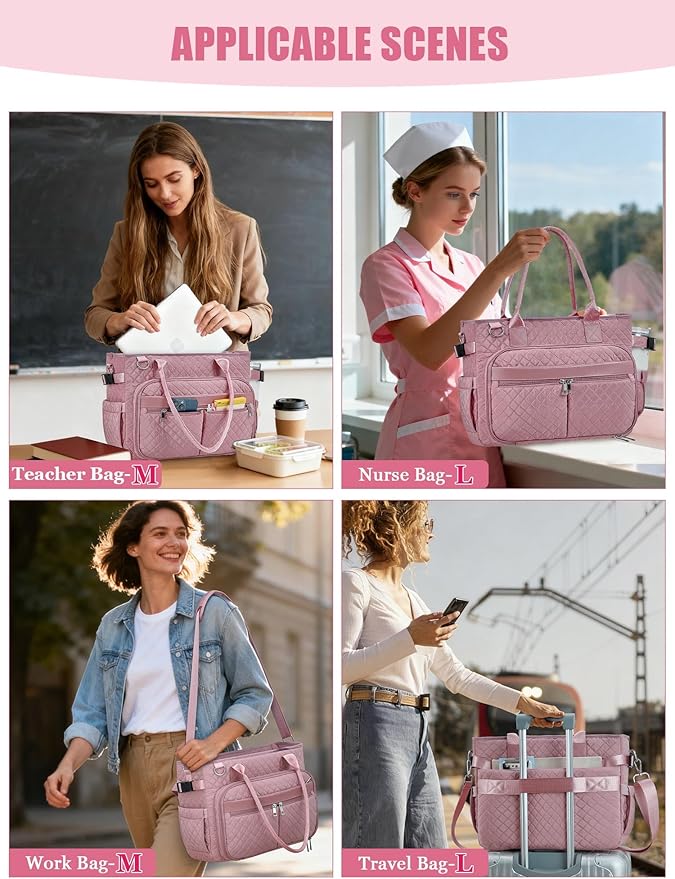 FIORETTO Teacher Tote Bag for Women with Laptop Compartment, Large Cup Holder, Zip Closure, Ideal for Work, Bible, Nurse