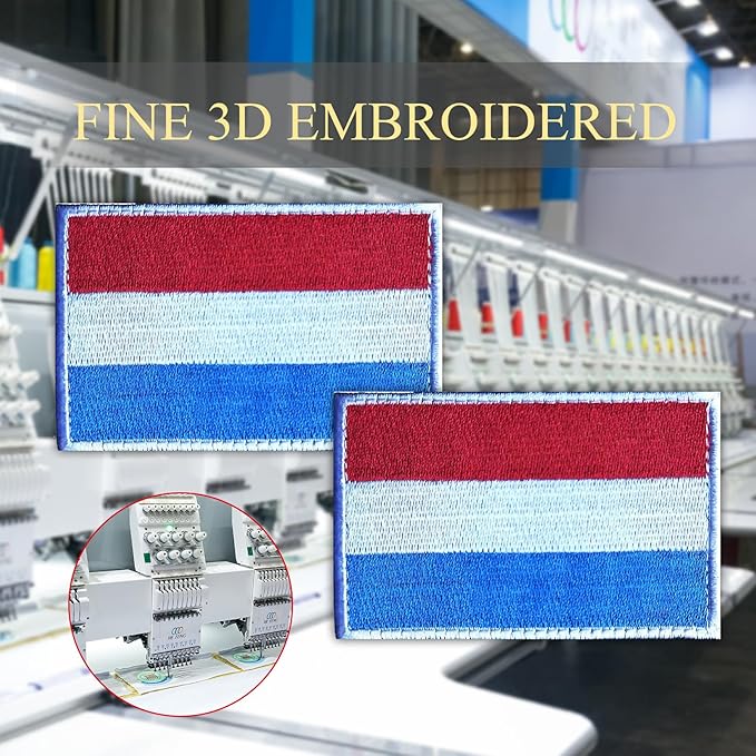 EmWoot 2PCS Luxembourg Flag Patch Embroidered Morale Patch Military Tactical Patches Hook and Loop