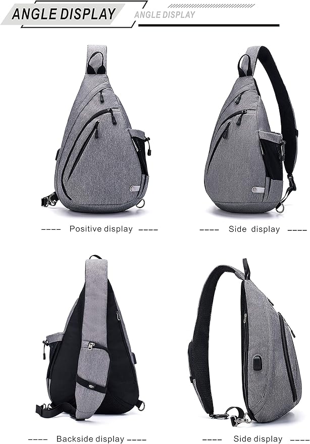 TurnWay Water-Proof Sling bag/Crossbody Backpack/Shoulder Bag with USB Charging Port for Travel, Hiking, Cycling, Camping