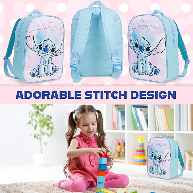 Get Trend Disney Stitch Mini Backpack Kids Toddlers 12x9” Rucksack Kindergarten Bag Preschool Sports Travel Backpacks 3+ Gifts for Kids (Blue Stitch)