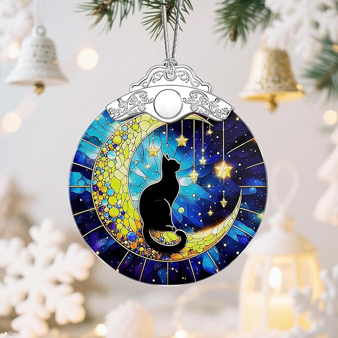 Black Cat Christmas Ornaments: Christmas Tree Ornaments, Holiday Decor Gift, Stocking Stuffers, Gift Ideas, Xmas Gifts & Gifts for Cat Lover