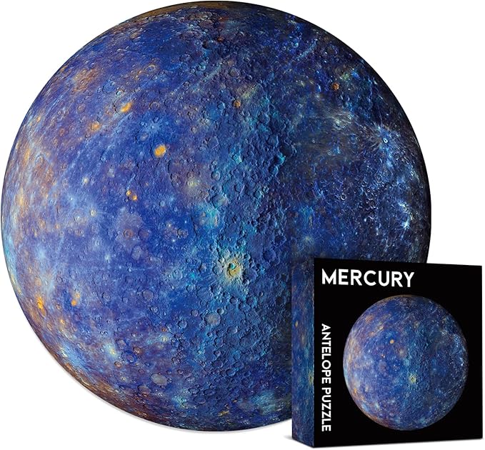 Antelope 3 in 1 Round Puzzle Bundle - Rainbow Moon, Space Jigsaw With Mercury and Jupiter - 1000 Piece Planet Puzzle