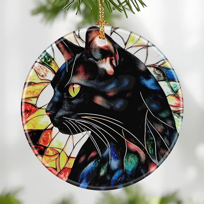 Black Cat Ornament, Christmas Ornament – Christmas Tree Decor, Holiday Decoration, Stocking Stuffer, Festive Gift Idea, Gifts for Cat Lover, Friends, and Family