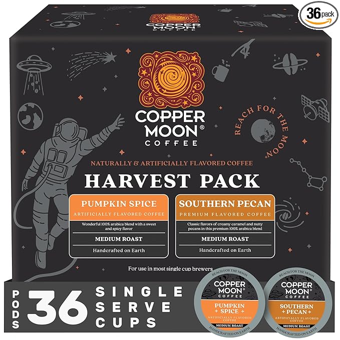 Copper Moon Coffee Single Serve Pods for Keurig Brewers Harvest Pack, 36 count (Pumpkin Spice, Southern Pecan)