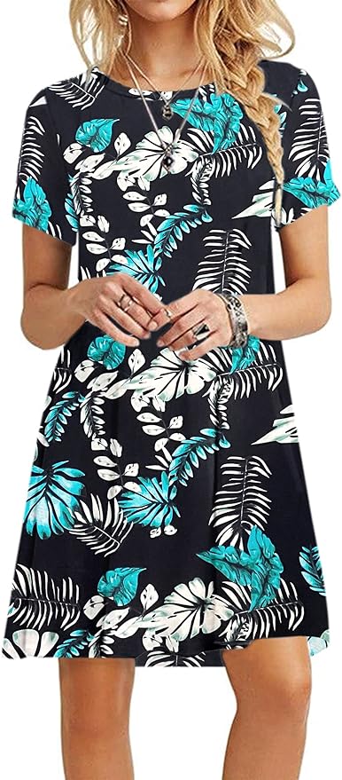 MOLERANI Women's Casual Plain Simple T-Shirt Loose Dress