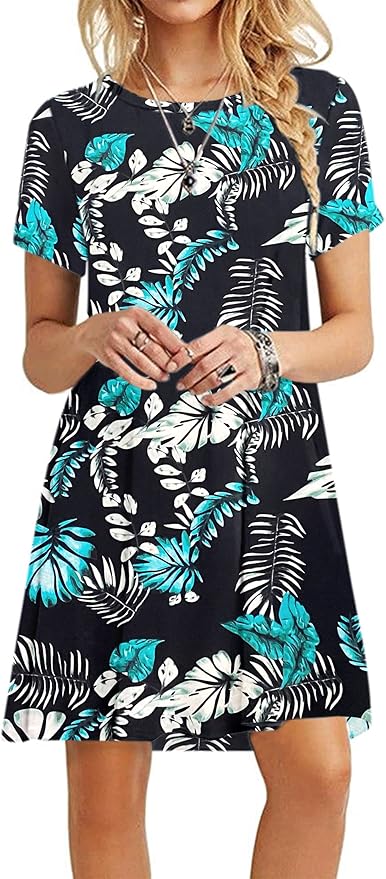 MOLERANI Women's Casual Plain Simple T-Shirt Loose Dress