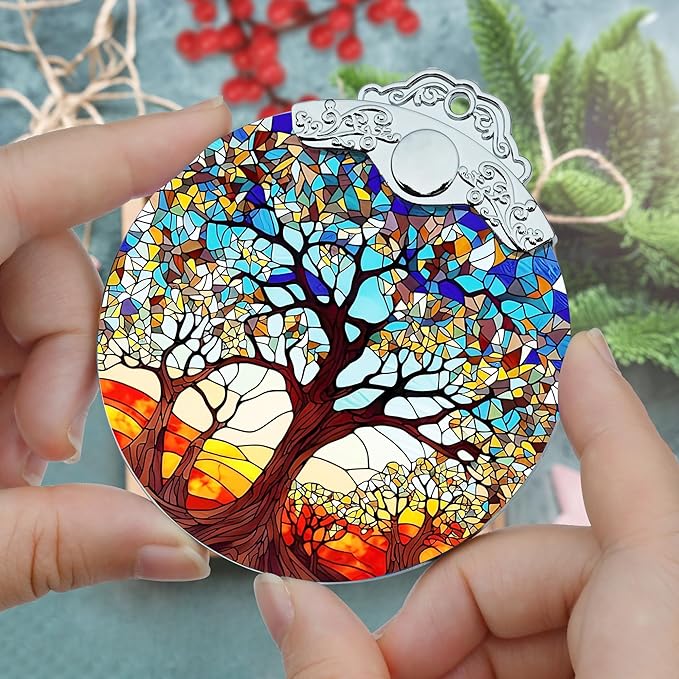 Jocidea Stained Glass Tree of Life Christmas Ornament - Holiday Decor & Xmas Gift Idea