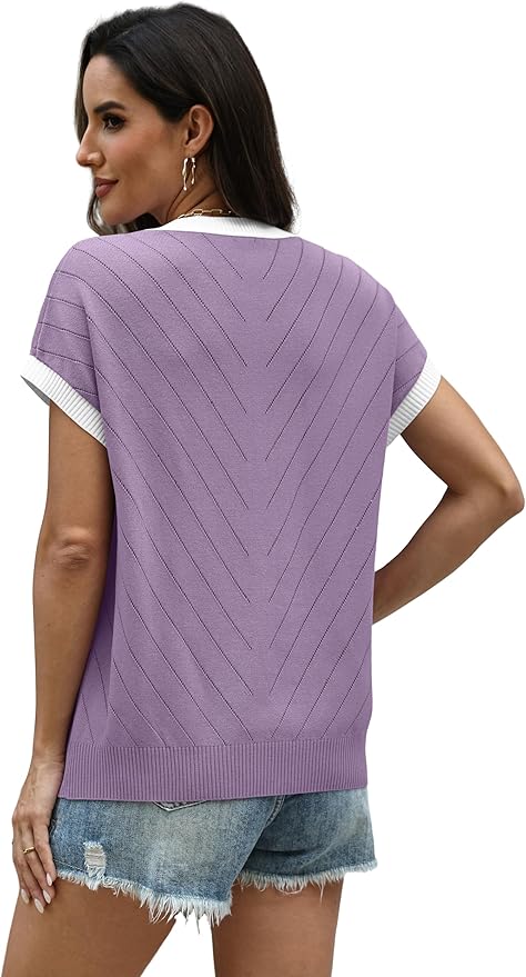 WIHOLL Short Sleeve Sweater for Women Summer Tops 2026 Business Casual Outfits Beach Vacation Clothes