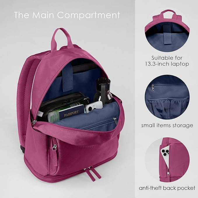 Gym Backpack for Women Men, Lightweight Gym Bag with Shoe Compartment, Waterproof Workout Backpack with Wet Pocket