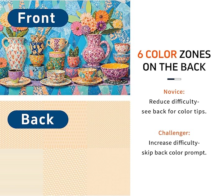 Naturelish Vibrant Teapot Ceramic Collage Jigsaw Puzzles for Adults 1000 Pieces, Irregularly Shaped Difficult Puzzles Perfect for Game Night, Great Gift Idea, Size 26.65 x 19.25 in