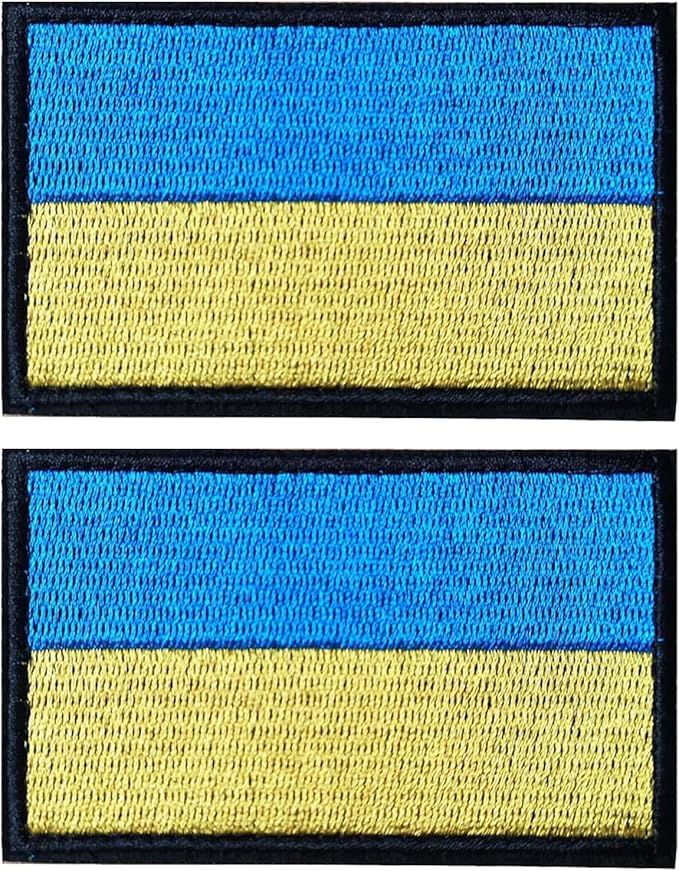EmWoot 2PCS Ukraine Flag Patch Embroidered Morale Patch Military Tactical Patches Hook and Loop(Black Border)
