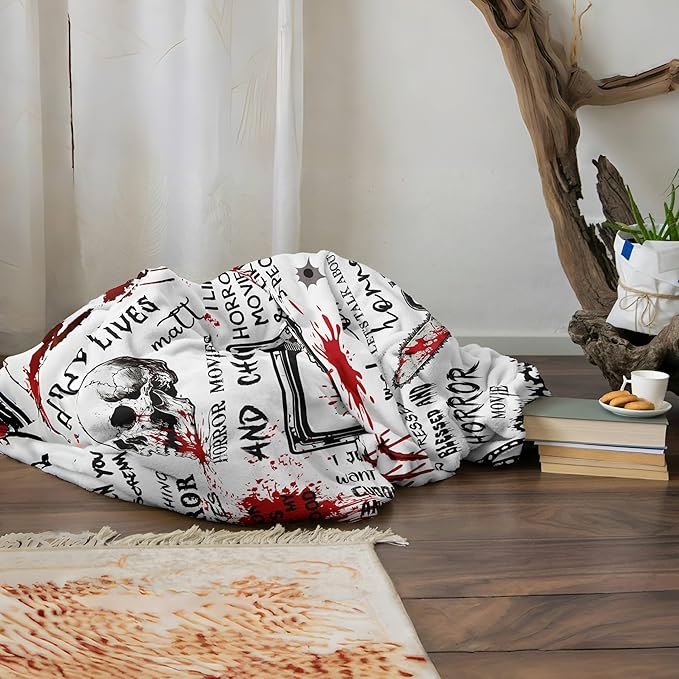 Loxezom Horror Movie Gifts Blanket 60" X 50", Halloween Christmas Birthday Gifts for Horror Movie Lovers, Scream Blanket/Merch/Birthday Party Decorations, Scary Movie Blanket