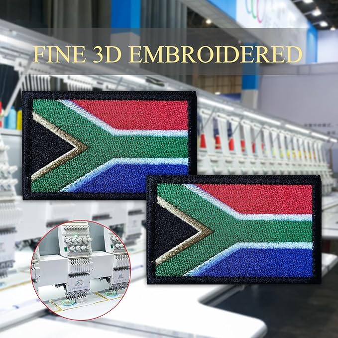 EmWoot 2PCS South Africa Flag Patch Embroidered Morale Patch Military Tactical Patches Hook and Loop