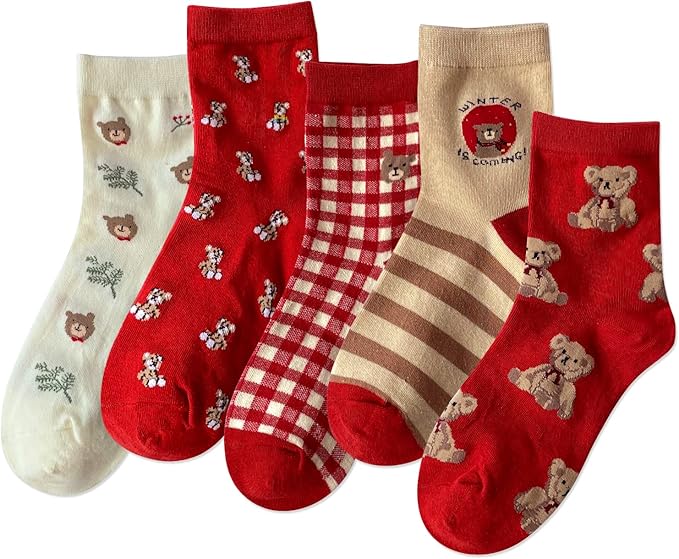 IIG 3-6 Pairs Womens Cute Animal Patterned Funny Novelty Cotton Crew Socks