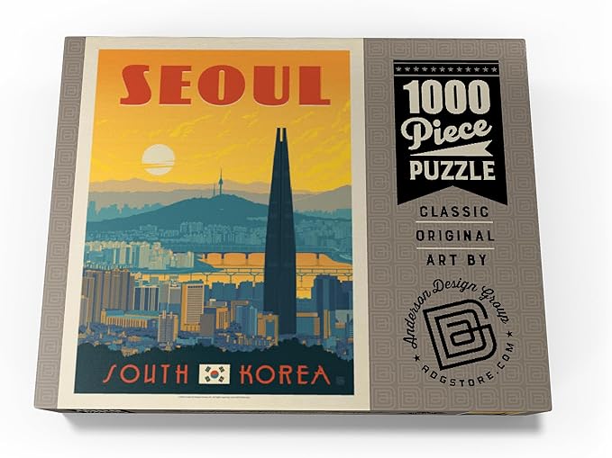 MyPuzzle South Korea: Seoul, Vintage Poster - Premium 1000 Piece Jigsaw Puzzle for Adults