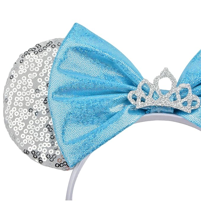 HoveBeaty Mouse Ears Headbands, Princess Headbands Sequin with Tiara Crown Park Ears for Women Girls Kids