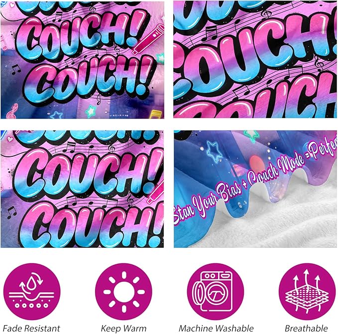 Kpop Couch! Couch! Couch! Gifts Blanket - Ultra-Soft Plush Throw Blanket for Adult, Teen Girls, Music Gifts for Women Friends K-Pop Lovers Merch Stuff, Christmas Birthday Gifts (Pink, 80''x60'')