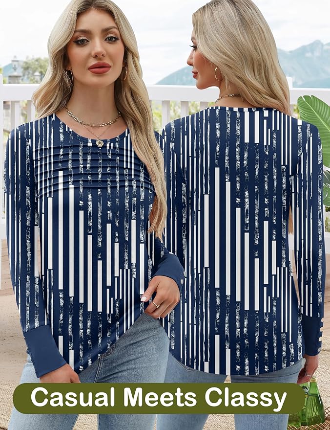 Blouses for Women Dressy Casual Long Sleeve Fall Fashion Tops Trendy Outfits for Work Office Shirts Thicker Clothes