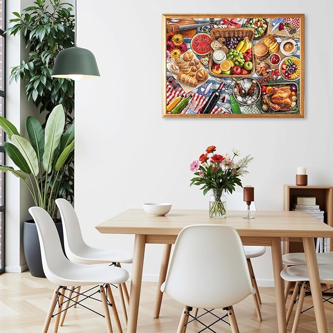 Naturelish Spring Picnic Food Jigsaw Puzzles for Adults 1000 Pieces, Difficult Puzzles Perfect for Game Night, Great Gift Idea, Size 26.65 x 19.25 in
