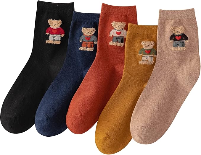 IIG 3-6 Pairs Womens Cute Animal Patterned Funny Novelty Cotton Crew Socks