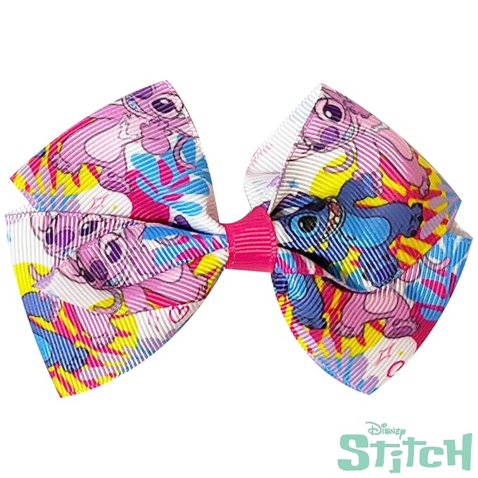 LUV HER Disney Stitch Hair Bows - 7 Pcs 4 Inch Bow Bundle - Hair Accessories Gift Set - Alligator Clip - Ages 3 +