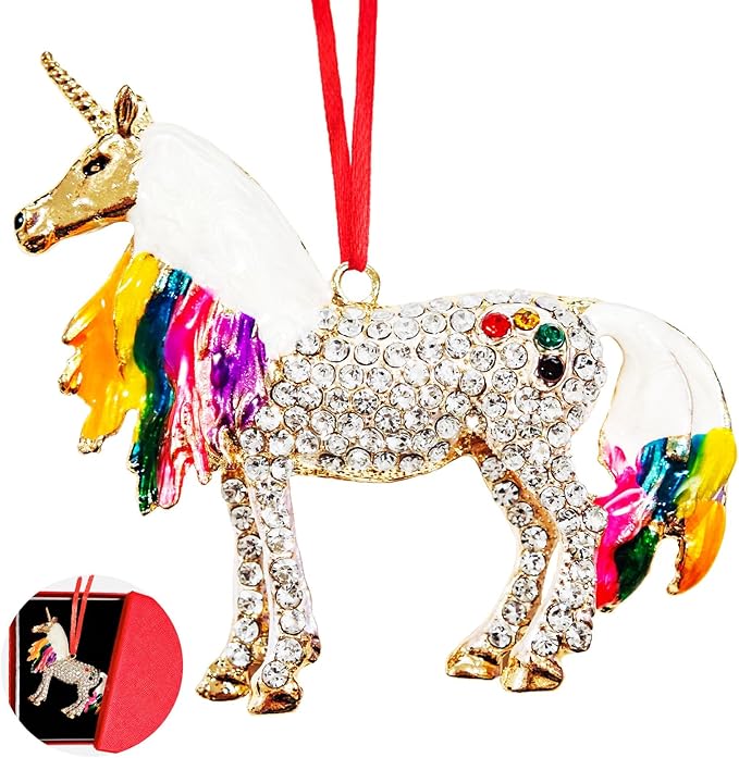 Ushinemi Unicorn Ornaments for Christmas Tree, Hanging Unicorn Ornament Xmas Tree Decor, Sparkles Keepsake Gifts for Mom Grandma Women Girls Sisters