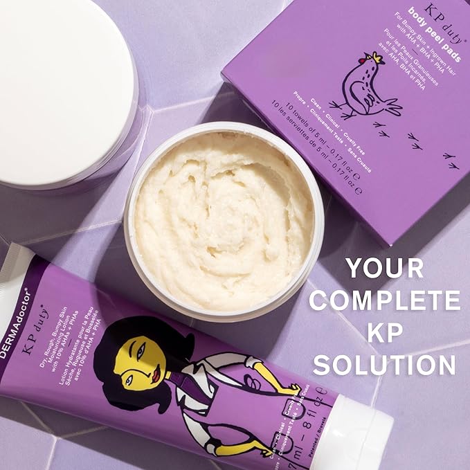 DERMAdoctor KP Bump Eraser Body Scrub 16 oz with Lotion 8 oz 10% AHA + PHAs Dermatologist Formulated Exfoliant - 24 oz