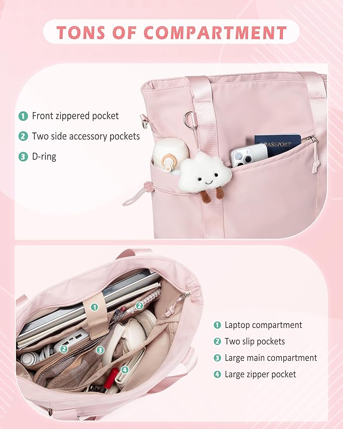 Work Tote with Crossbody Strap for Women, Tote Bag with Laptop Sleeve and Water Bottle Pocket for Work and School