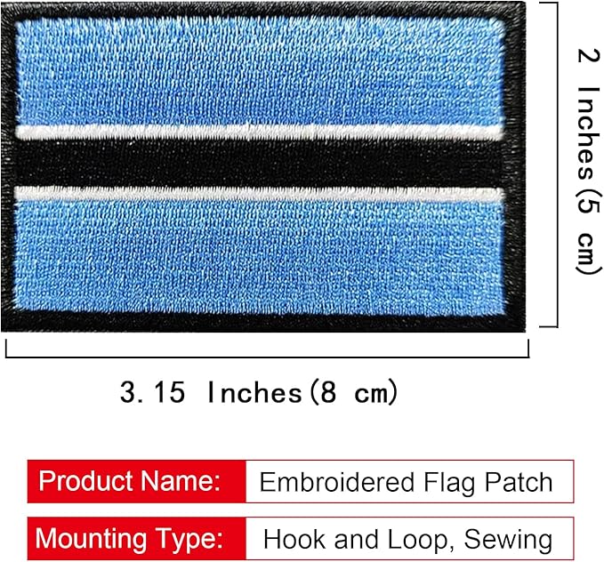 EmWoot 2PCS Botswana Flag Patch Embroidered Morale Patch Military Tactical Patches Hook and Loop Applique Fastener
