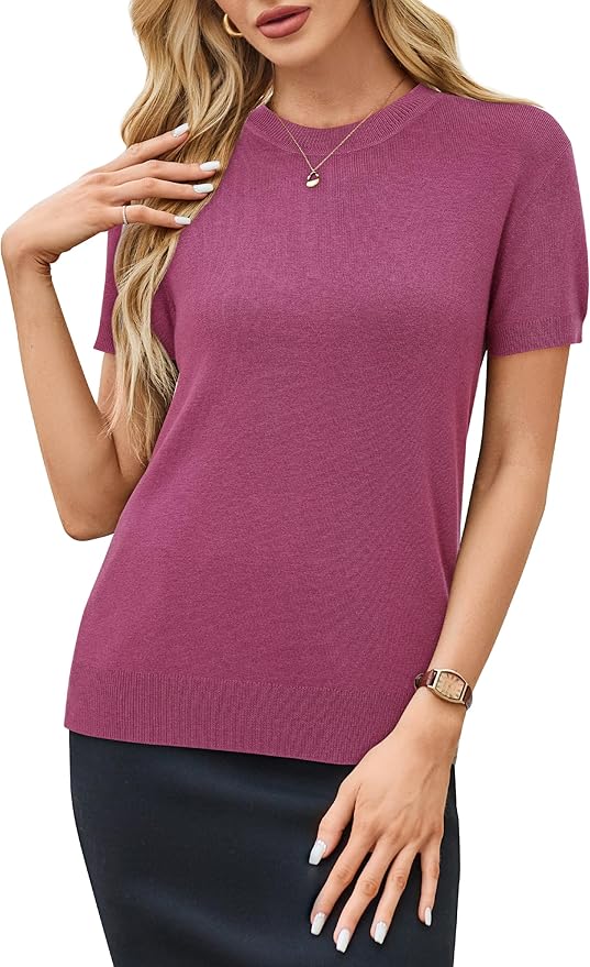 Arach&Cloz Women's Wool Blend Business Casual Essential Fall Layering Pullover Sweaters
