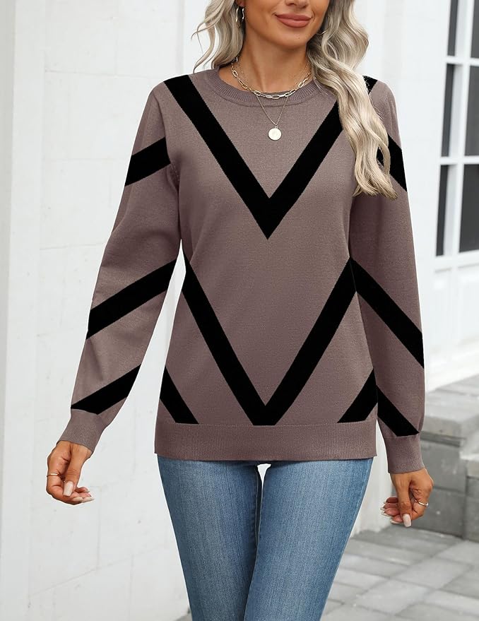 Zeagoo Womens 2026 Fall Sweaters Long Sleeve Tops Classic Crew Neck Pullover Sweaters Loose Dressy Casual Basic Clothes