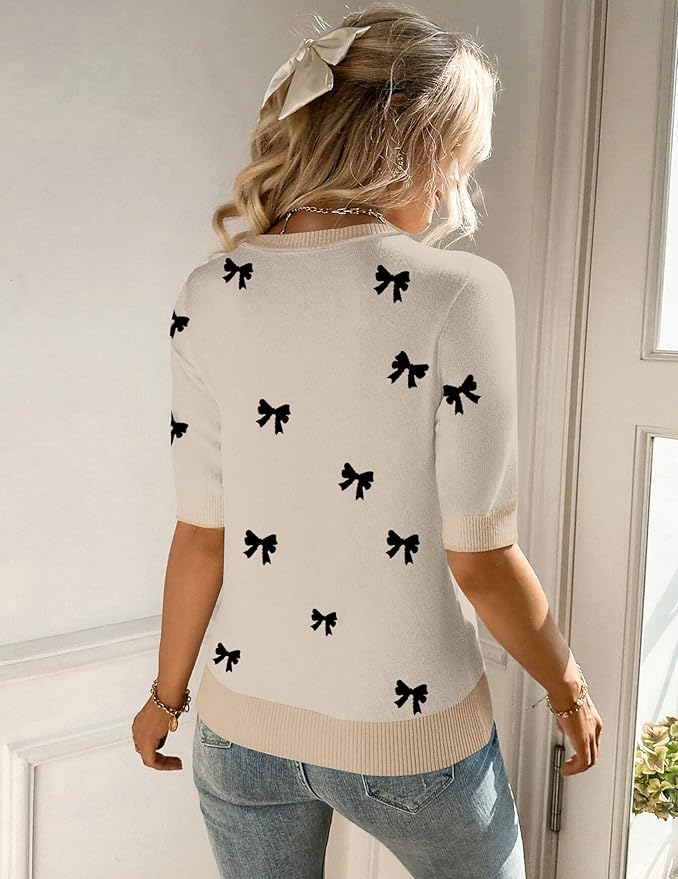Zeagoo Womens Summer Short Sleeve Tops Crew Neck Lightweight Pullover Sweaters Loose Dressy Casual Blouse Basic Clothes