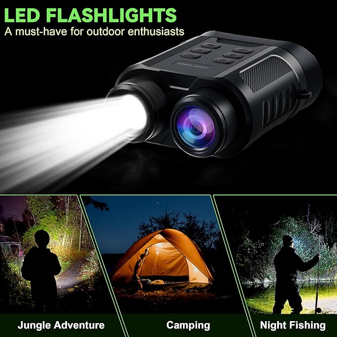 Valentines Day Gifts & Night Vision Goggles - 5W Upgraded 4K HD IR Binoculars - 8X Digital Zoom/Rechargeable Battery/32GB Card/Flashlight, Camping Exploration Gifts for Men Dad Husband Boy Friend