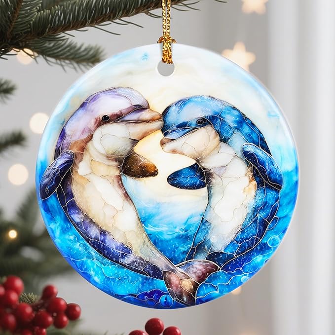 Christmas Ornaments, Dolphin Ornament, Christmas Tree Ornaments, Xmas Decorations, Holiday Decorations, Gifts for Dolphin Lovers, Holiday Party Gifts, and Xmas Gift Ideas