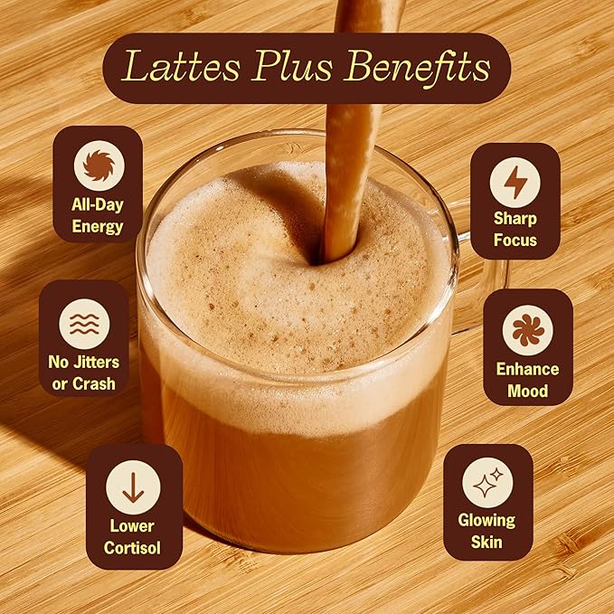 Clevr Mushroom Coffee – Decadent Café-Style Oat Milk Latte, Arabica Coffee, Ashwagandha, Lions Mane, Reishi, Probiotics for Energy & Focus – 14 Servings