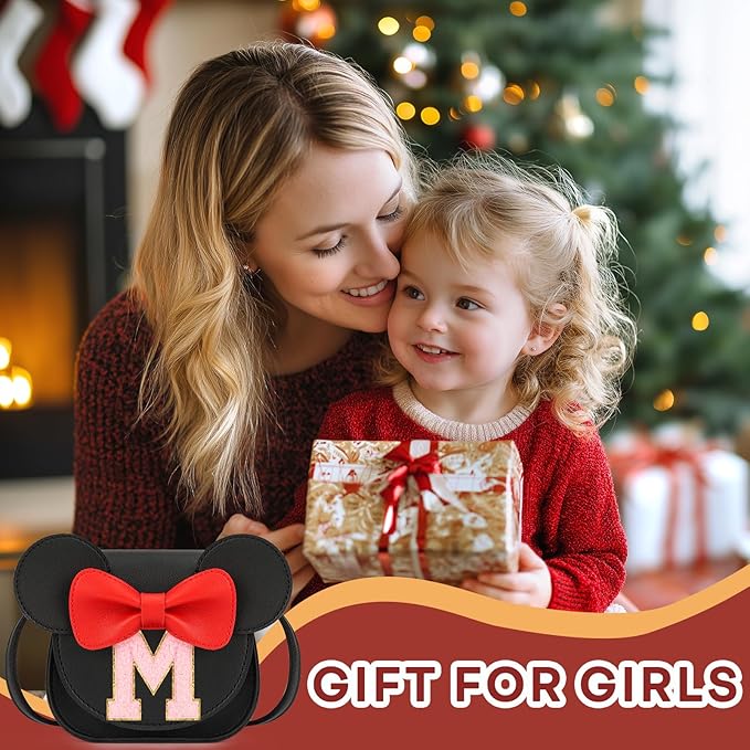 mibasies Toddler Purse Girl Gifts: Girls Birthday Gifts for 3-8 - Toys for Ages 2-4 Girls Mouse Ears Purse, Black, Letter M