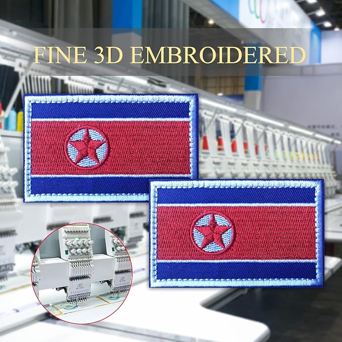 EmWoot 2PCS North Korea Flag Patch Embroidered Morale Patch Military Tactical Patches Hook and Loop