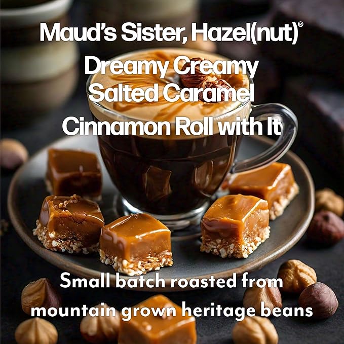 Maud's Salted Caramel, Sweet Hazelnut & Cinnamon Roll Flavored Pods Bundle, 54 ct, Medium Roast Flavored Coffee in Recyclable Single Serve Pods – 100% Arabica Coffee, Compatible with Keurig K Cups Maker