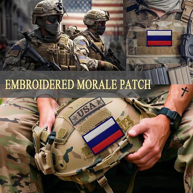 EmWoot 2PCS Russia Flag Patch Embroidered Morale Patch Military Tactical Patches Hook and Loop