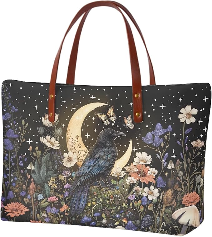 Womens Zip Up Tote Handbag Daisy Print Large Capacity Tote Purse Handbag Big Tote Bag Purse For Work Laptop