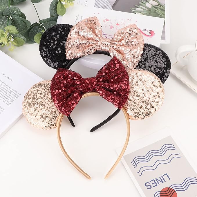 DRESHOW Mouse Ears Bow Headbands Glitter Party Decoration Cosplay Costume for Women