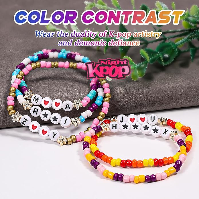 AICase for Korea-Pop Merch Gifts Toys Cosplay Birthday Decorations Bracelets Outfit Costume 6 Pcs Stackable Stretch Beaded Bracelets Merchandise Jewelry Gifts for Fans Women Christmas Stocking
